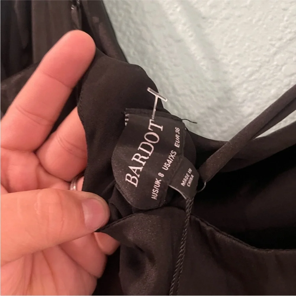 Bardot Black Satin Slip Dress - Picture 3 of 3